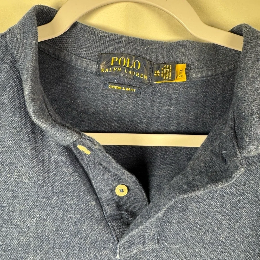 Polo by Ralph Lauren Men's Heather Blue Polo Slim Fit Shirt XXL